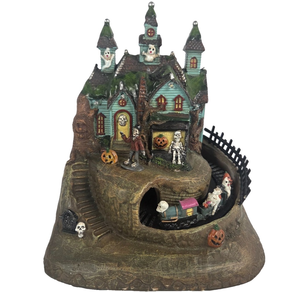 Spooky Hollow Haunted Station LED Lighted Moving Train Halloween Village 10 Inch